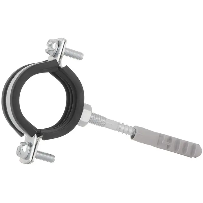 GEKO Metalen pijpklem met rubber - Verstelbaar - 38-43 mm - Inclusief schroeven en plug