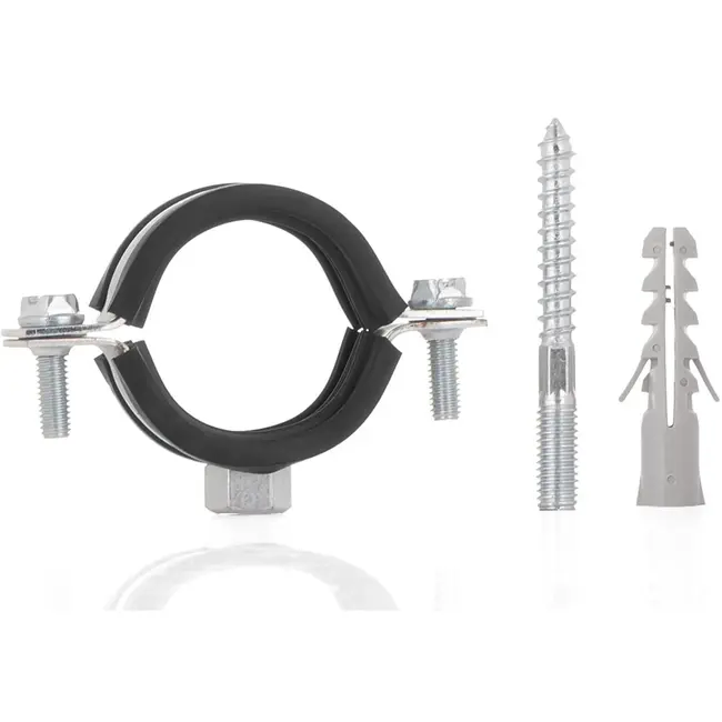 GEKO Metalen pijpklem met rubber - Verstelbaar - 38-43 mm - Inclusief schroeven en plug