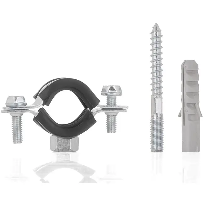 GEKO Metalen pijpklem met rubber - Verstelbaar - 26-30 mm - Inclusief bevestigingsset