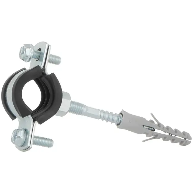 GEKO Metalen pijpklem met rubber - verstelbaar - 15-19 mm - inclusief bevestigingsset