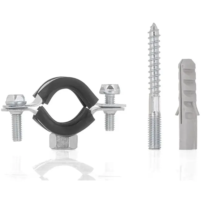 GEKO Metalen pijpklem met rubber - verstelbaar - 15-19 mm - inclusief bevestigingsset