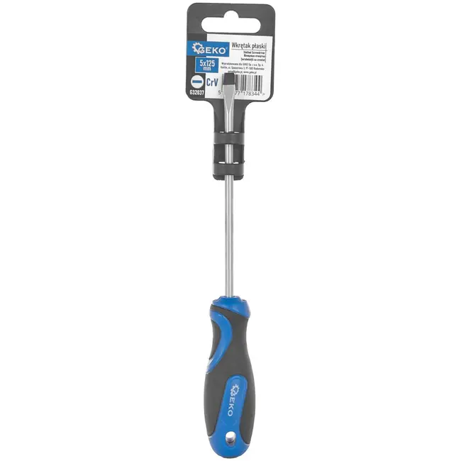 GEKO Platte Schroevendraaier - 5mm Sleuf - Magnetische Punt - 125mm - Zwart-Blauw