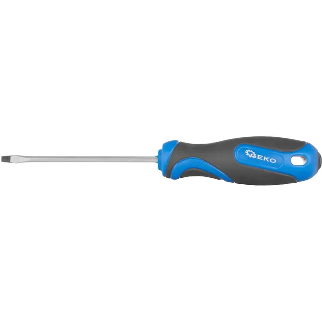 GEKO Platte schroevendraaier - 3mm sleuf - 75mm - CrV staal - magnetische punt - zwart-blauw