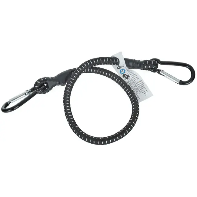 GEKO Elastisch koord met karabijnhaken - 10 mm - 60 cm - zwart - veelzijdig gebruik
