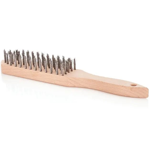 GEKO Zwarte roestborstel - 6 rijen - Staal - Ergonomisch houtontwerp