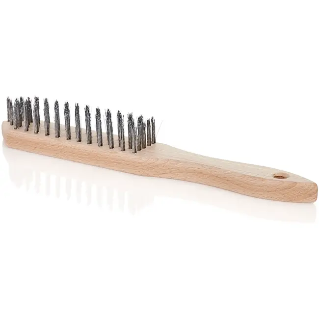 GEKO Vijf-rijige staalborstel - Ergonomisch hout - Voor roestverwijdering