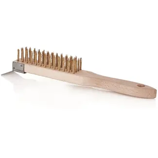 GEKO 4-rijen staalborstel met schraper - roestverwijdering - ergonomisch houten handvat