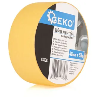 GEKO Gele schilderstape - 48 mm breed - 50 m lang - Dun en precies - Restvrij verwijderen
