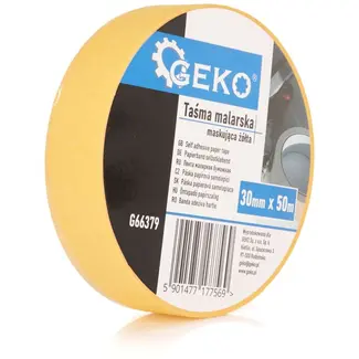 GEKO Gele schilderstape - 30 mm breed - 50 m lang - Dun en precies - Restvrij verwijderen