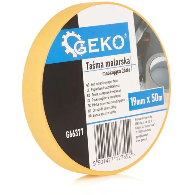 GEKO Gele schilderstape - 19 mm breed - 50 m lang - Precieze afwerking - Gemakkelijk te verwijderen