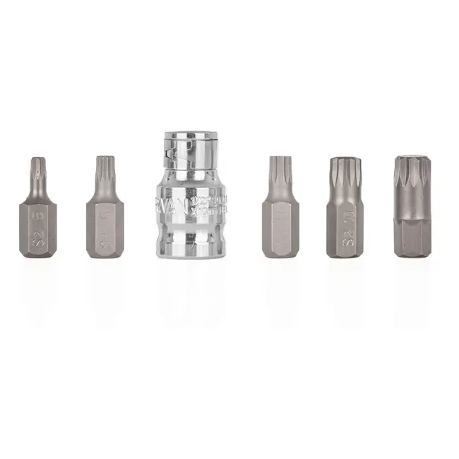 GEKO Spline bitset - 6-delig - S2 staal - M5-M12 - Inclusief adapter