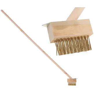 Keltin Draadborstel met schraper - houten steel - effectief voor bestrating - 118 cm