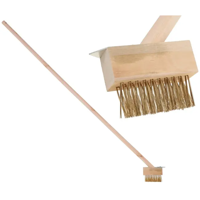 Keltin Draadborstel met schraper - houten steel - effectief voor bestrating - 118 cm