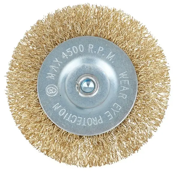 GEKO Ronde borstel met schacht - 80 mm - Messing draad - Voor moeilijk bereikbare plekken