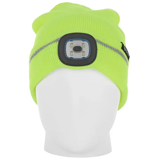 GEKO Wintermuts met oplaadbare LED en reflecterende streep - Geel