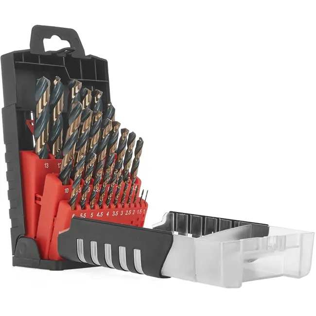 Tvardy Metaalboor set - 25-delig - HSS 4341 - TiN coating - 1,0-13,0 mm - zwart/goud