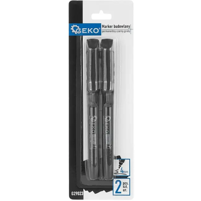 GEKO Set van 2 zwarte permanente markers - 1.0-1.5 mm lijn - Duurzaam en weerbestendig