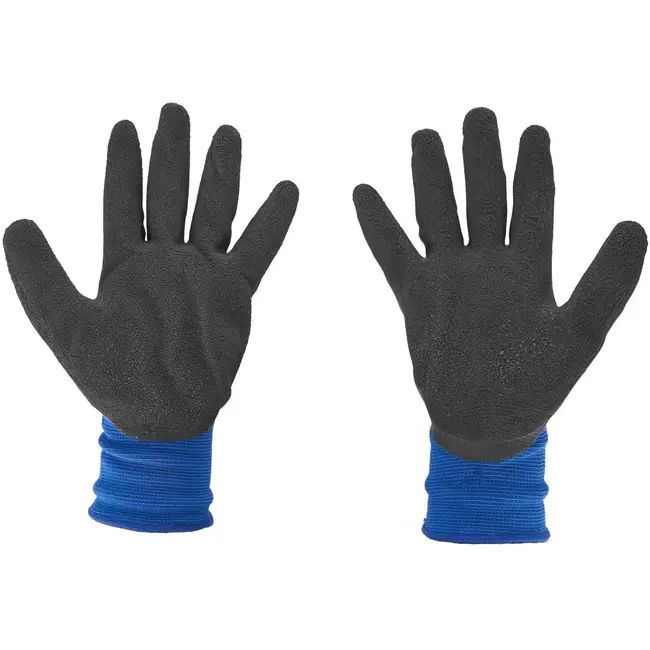 GEKO Elastische werkhandschoenen - latex coating - maat 12 - donkerblauw - 12 stuks