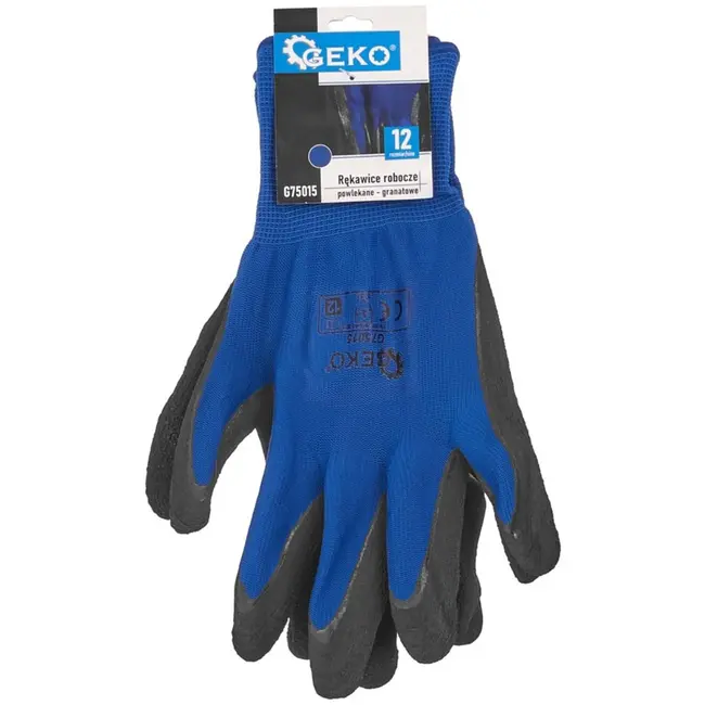 GEKO Elastische werkhandschoenen - latex coating - maat 12 - donkerblauw - 12 stuks