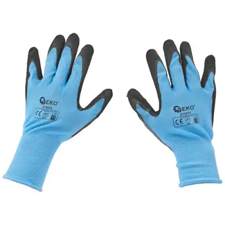 GEKO Elastische werkhandschoenen - latex coating - maat 11 - blauw - 12 stuks