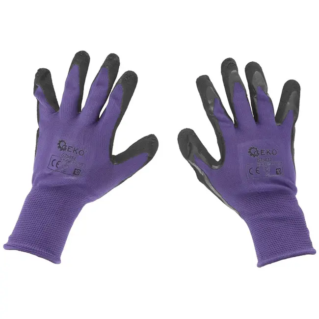 GEKO Beschermende werkhandschoenen - latex coating - maat 10 - paars - 12 stuks