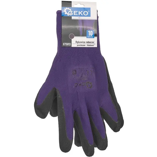 GEKO Beschermende werkhandschoenen - latex coating - maat 10 - paars - 12 stuks