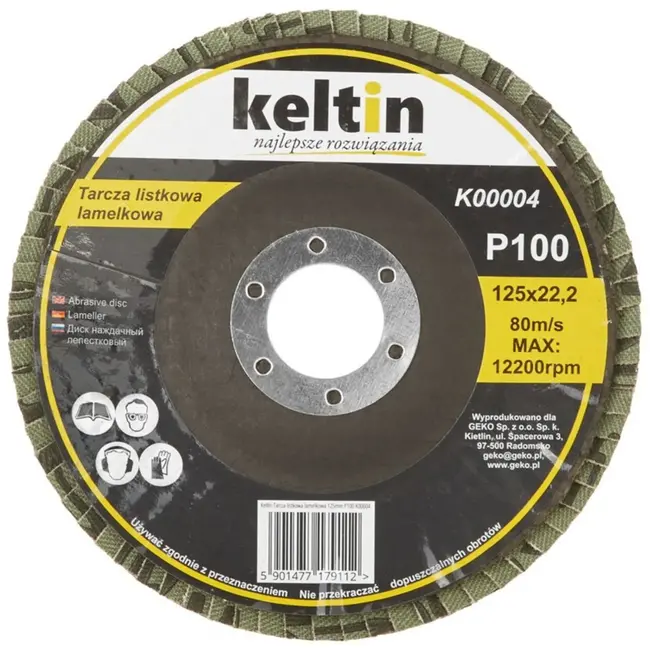 Keltin Flap disc 125mm - P100 korrel - Voor staal en houtbewerking - 10 stuks