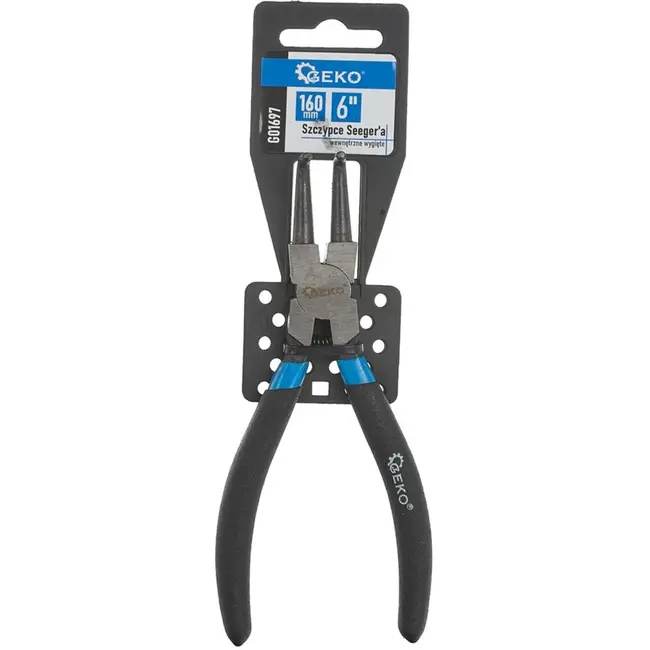 GEKO Gebogen binnenringtang - slanke tips - 160 mm - rubberen handgrepen