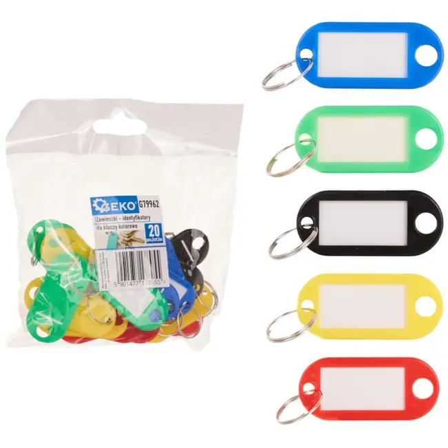 GEKO Kleurrijke sleutellabels - 5 kleuren - Set van 20 stuks