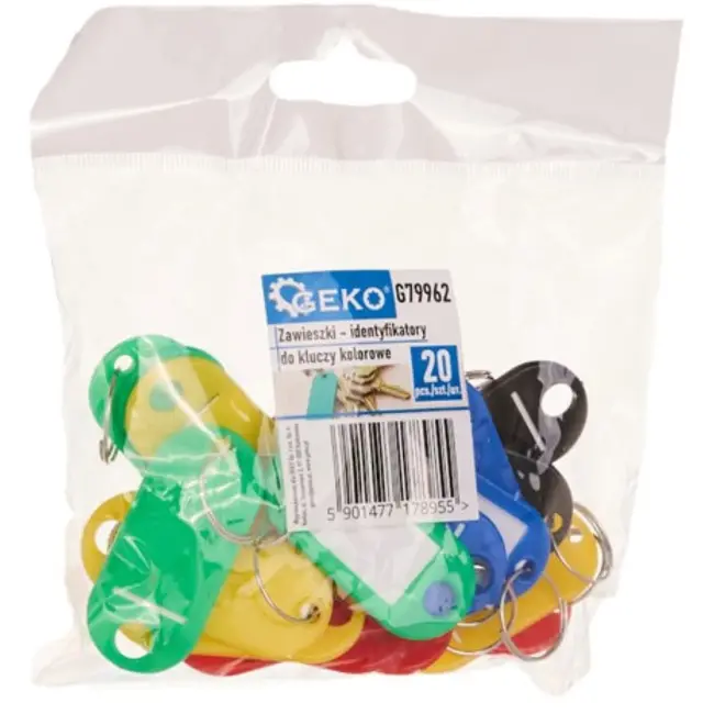 GEKO Kleurrijke sleutellabels - 5 kleuren - Set van 20 stuks