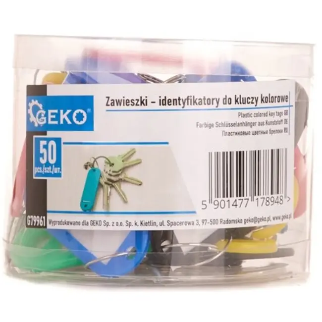 GEKO Kleurrijke sleutellabels - 50 stuks - 5 kleuren - Organiseer en herken eenvoudig