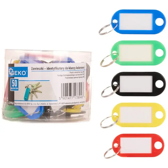 GEKO Kleurrijke sleutellabels - 50 stuks - 5 kleuren - Organiseer en herken eenvoudig