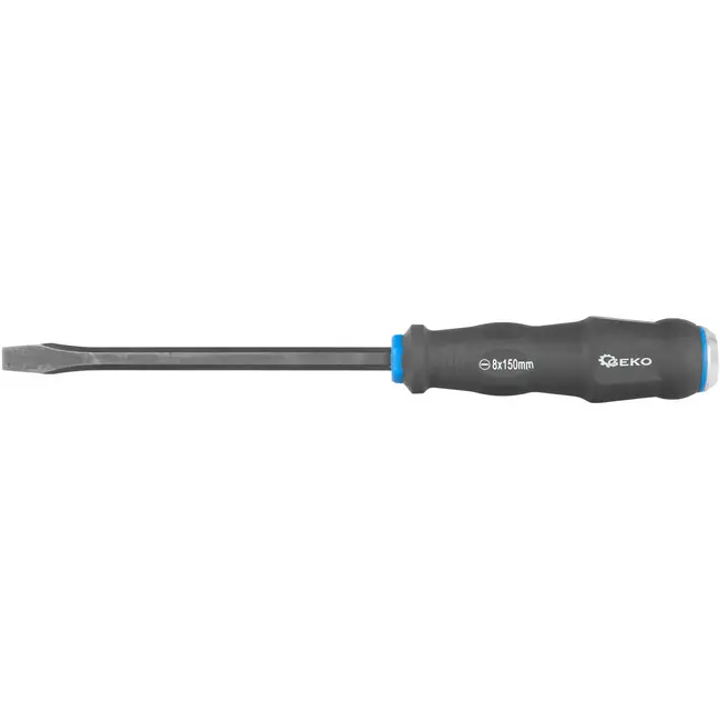 GEKO Slotted schroevendraaier - impactbestendig - CrV staal - 150mm - zwart/blauw