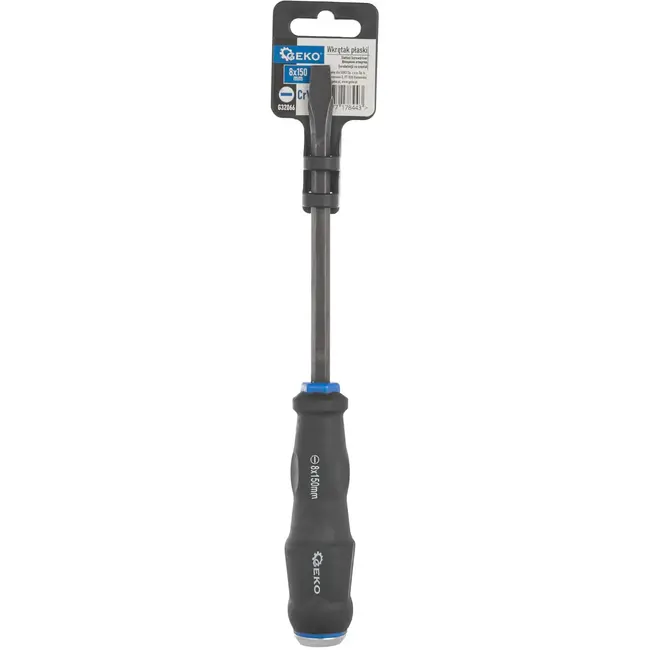 GEKO Slotted schroevendraaier - impactbestendig - CrV staal - 150mm - zwart/blauw