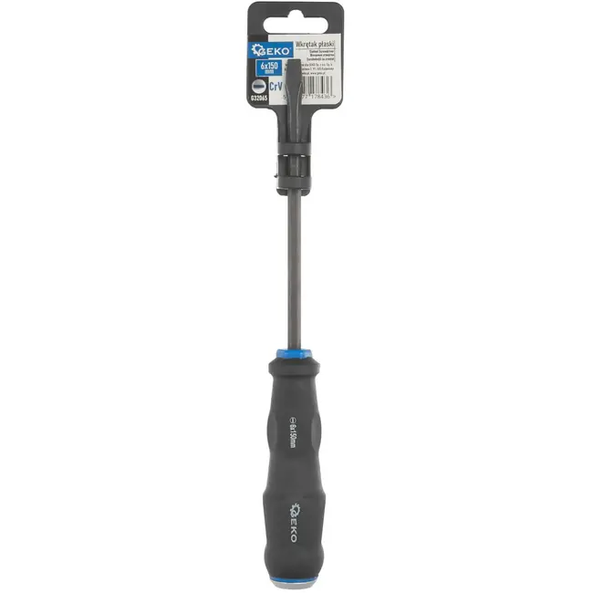 GEKO Platkop schroevendraaier - 6mm sleuf - Impactbestendig - 150mm - Zwart-blauw