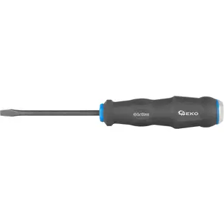 GEKO Slagvaste platte schroevendraaier - 5mm sleuf - 100mm - CrV staal - zwart-blauw