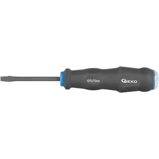 GEKO Platkop schroevendraaier - 5mm sleuf - Impactbestendig - 75mm - Zwart-blauw