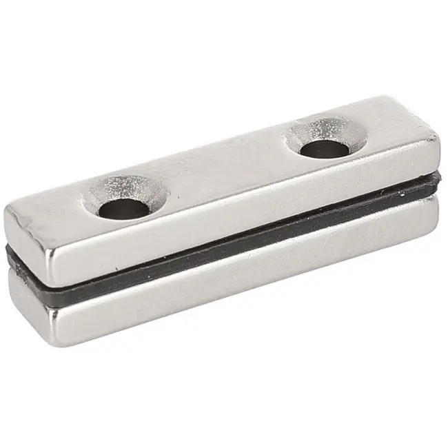 GEKO Rechthoekige neodymiummagneten - schroefgaten - 40x10x5 mm - 2 stuks