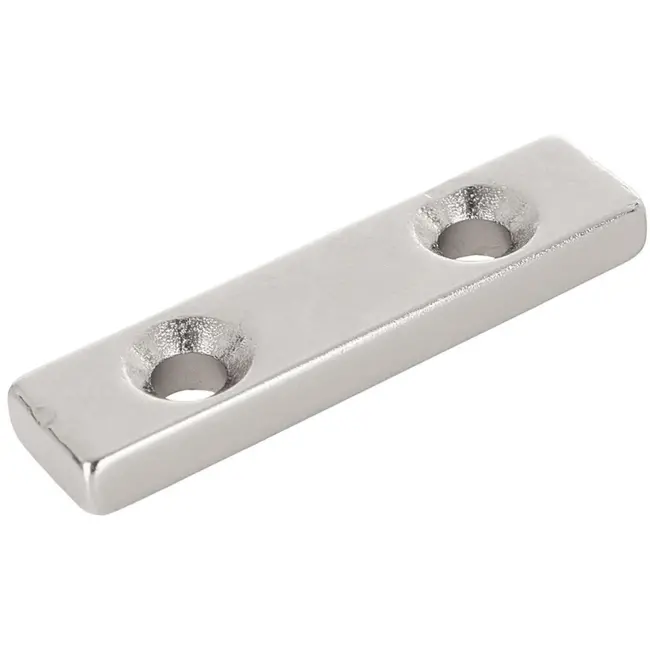 GEKO Rechthoekige neodymiummagneten - schroefgaten - 40x10x5 mm - 2 stuks