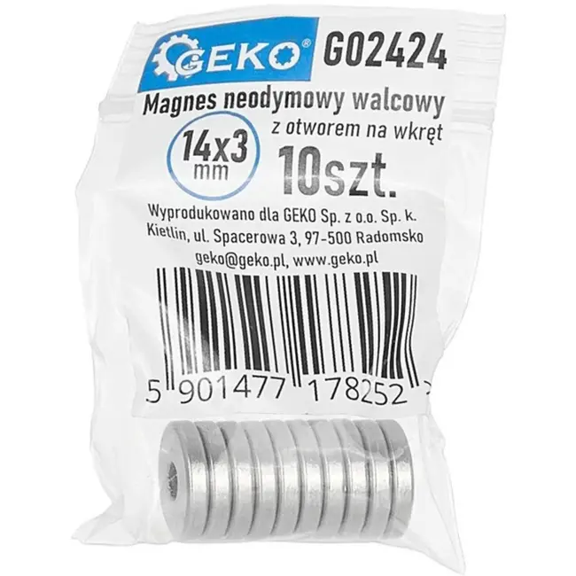 GEKO Ronde neodymiummagneten - Schroefgat - Ø 14 x 3 mm - Sterke hechting - 10 stuks