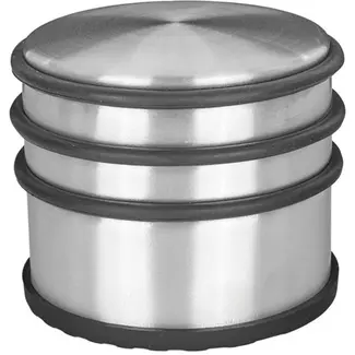 GEKO Vrijstaande deurstop - hoog - geborsteld nikkel - roestvrij staal - 94 mm diameter