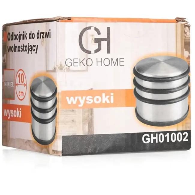 GEKO Vrijstaande deurstop - hoog - geborsteld nikkel - roestvrij staal - 94 mm diameter