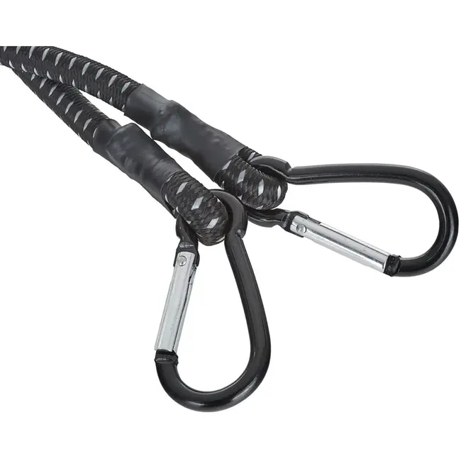 GEKO Elastisch koord met karabijnhaken - 10mm - 90cm - zwart - veelzijdig gebruik