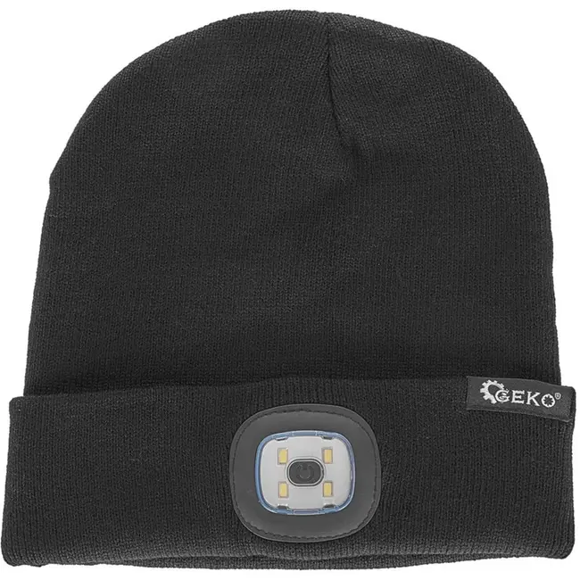 GEKO Wintermuts met oplaadbare LED-verlichting - zwart - 150 lumen - geïntegreerde batterij