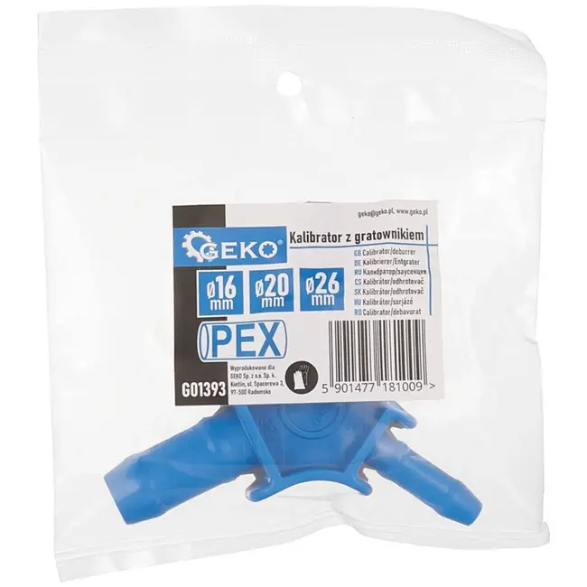 GEKO Calibrator met Reamer - PEX Buizen - 16-26 mm - Blauw