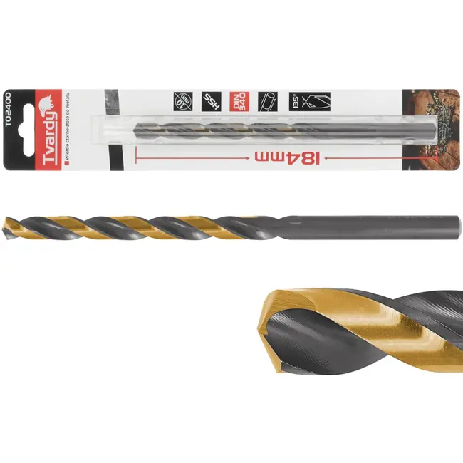 Tvardy Lang metaalboor - HSS M2 - TiN coating - 10 mm - zwart/goud