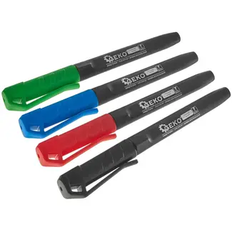 GEKO 4-delige set permanente markers - Kleurrijk - Weerbestendig - 1.0-1.5 mm lijn - Voor bouwmaterialen
