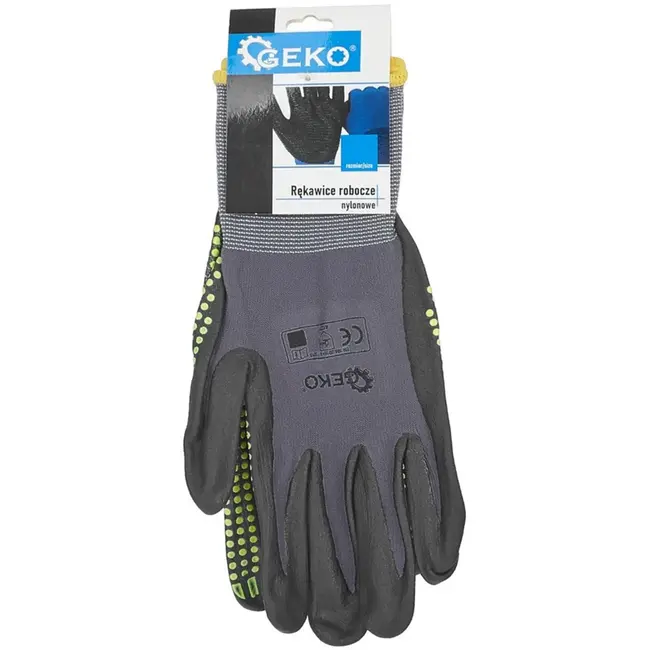 GEKO Nylon werkhandschoenen - latex grip - maat 11 - slijtvast en rekbaar - 12 stuks