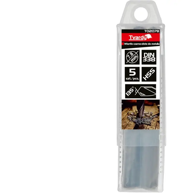 Tvardy Metaalboor - HSS 4341 - TiN Coating - 7,80 mm - Zwart/Goud - 5 stuks