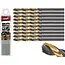 Tvardy Metaalboor - HSS 5mm - TiN Coating - Zwart & Goud - Slijphoek 135° - 10 stuks
